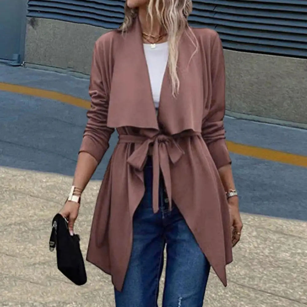 Elegant Mid-length Coat Chic Women's Lapel Long Sleeve Belted Mid-length Coat Stylish Spring/autumn Streetwear Outwear for A
Elegant Mid-length Coat Chic Women's Lapel Long Sleeve Belted Mid-length Coat Stylish Spring/autumn Streetwear Outwear for A