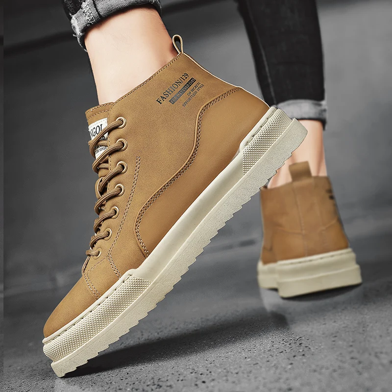 Fashion Men's Shoes New High-top PU Leather Sneakers Trend Comfortable Man Boots Outdoor Lace-up Male Casual Sneakers
Fashion Men's Shoes New High-top PU Leather Sneakers Trend Comfortable Man Boots Outdoor Lace-up Male Casual Sneakers