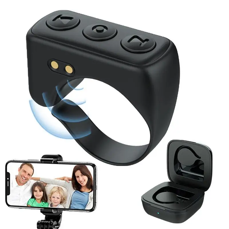 

Air Ring Remote Skin-friendly Camera Shutter With Charging Case Selfie Button Clicker For Smartphones Selfies Group Photos And