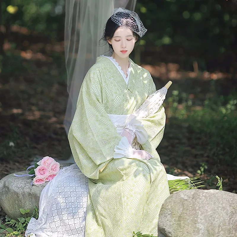 High-Grade Lace Modified Kimono Yukata With Handbag And Socks Vintage Dress Avocado Green Absorbent And Breathable
High-Grade Lace Modified Kimono Yukata With Handbag And Socks Vintage Dress Avocado Green Absorbent And Breathable