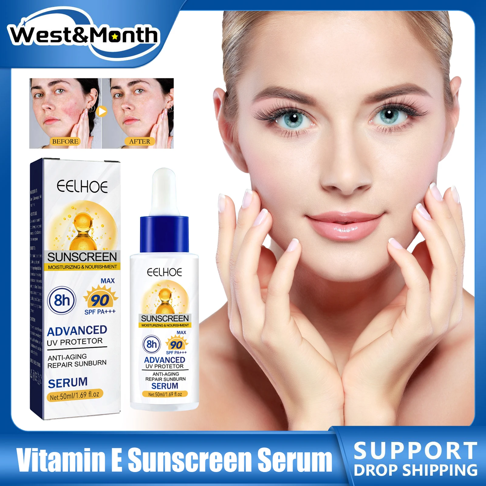 UV Protector Sunblock Serum Moisturizing Anti Aging Whitening Anti Sun Long Lasting Refreshing Spf90 Vitamin E Sunscreen Essence
UV Protector Sunblock Serum Moisturizing Anti Aging Whitening Anti Sun Long Lasting Refreshing Spf90 Vitamin E Sunscreen Essence