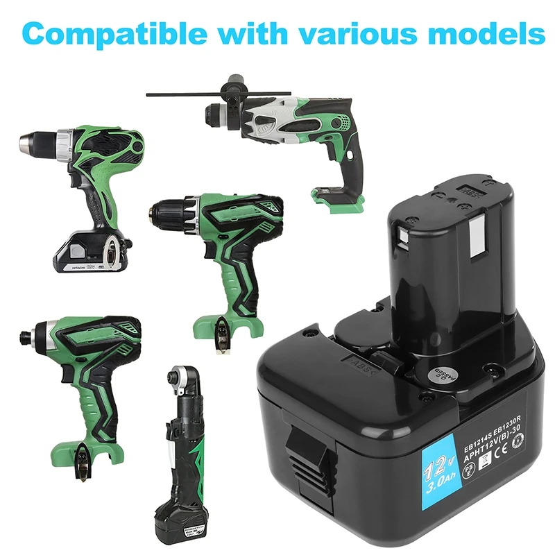 Replacement Batteries For Hitachi 12V 3000mAh Ni MH Rechargeable Battery Power Tools Bateria EB1214S EB1212S Eb1220BL Eb1230hl
Replacement Batteries For Hitachi 12V 3000mAh Ni MH Rechargeable Battery Power Tools Bateria EB1214S EB1212S Eb1220BL Eb1230hl