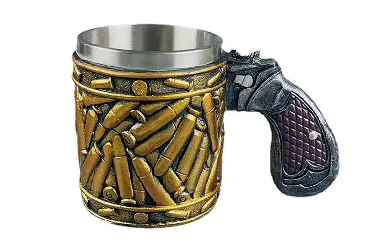 450ml Revolver Coffee Mug Stainless Steel Drinking Accessory for Bars t Round Shells Coffee Cup Beer Mug for Collecting Gift
450ml Revolver Coffee Mug Stainless Steel Drinking Accessory for Bars t Round Shells Coffee Cup Beer Mug for Collecting Gift