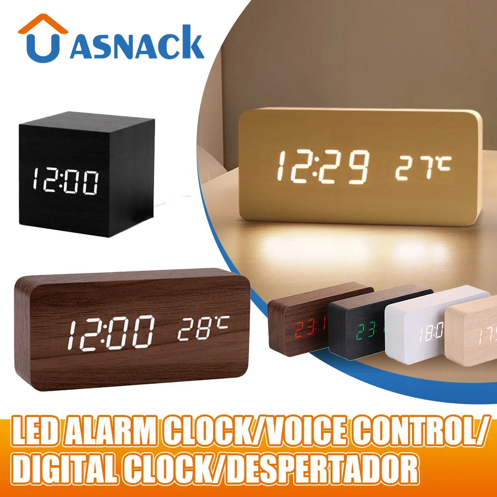 Alarm Clock Table Clock LED Digital Wooden USB/AAA Powered Desk Clock Temperature Humidity Voice Control Electronic Home Decor
Alarm Clock Table Clock LED Digital Wooden USB/AAA Powered Desk Clock Temperature Humidity Voice Control Electronic Home Decor