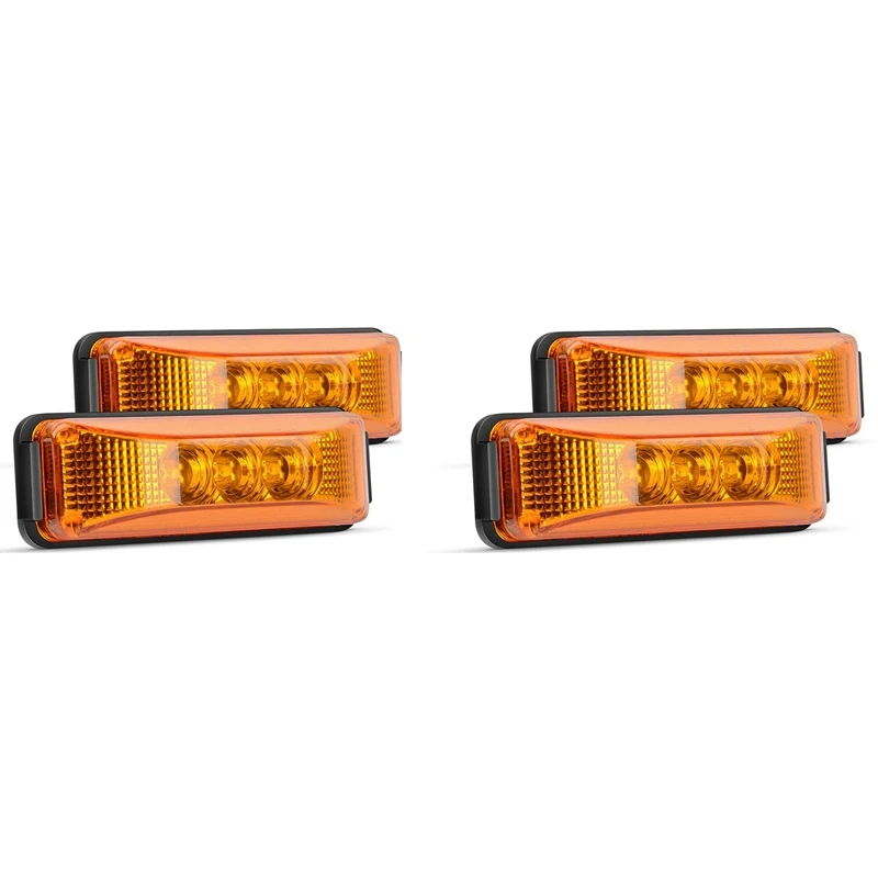 4 Pcs 3.9 Inch 3 Leds Truck Trailer Front Rear LED Side Marker Light Indicator Lamp Rock Light For Trailer Boat-Amber
4 Pcs 3.9 Inch 3 Leds Truck Trailer Front Rear LED Side Marker Light Indicator Lamp Rock Light For Trailer Boat-Amber