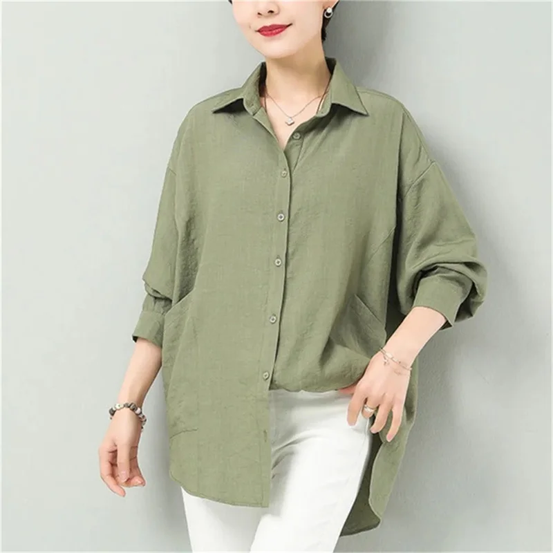 Cotton Shirt Women's Mid-Long Long-Sleeved Shirt 2022 New Loose Fashion Temperament Mother's Shirt Cardigan Thin Coat Blouser
Cotton Shirt Women's Mid-Long Long-Sleeved Shirt 2022 New Loose Fashion Temperament Mother's Shirt Cardigan Thin Coat Blouser