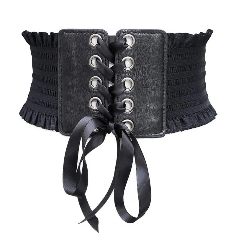 

Flexible Girls Broad Waist Belt PU Leather Embellished Metal Button Closure Women Wardrobe Must-have Piece Drop Shipping