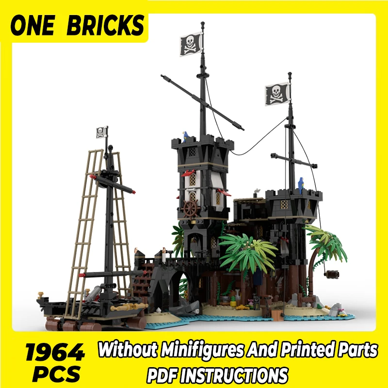 

Moc Building Blocks Island Model Classic Pirate Fortress Technical Bricks DIY Assembly Famous Toys For Childr Holiday Gifts