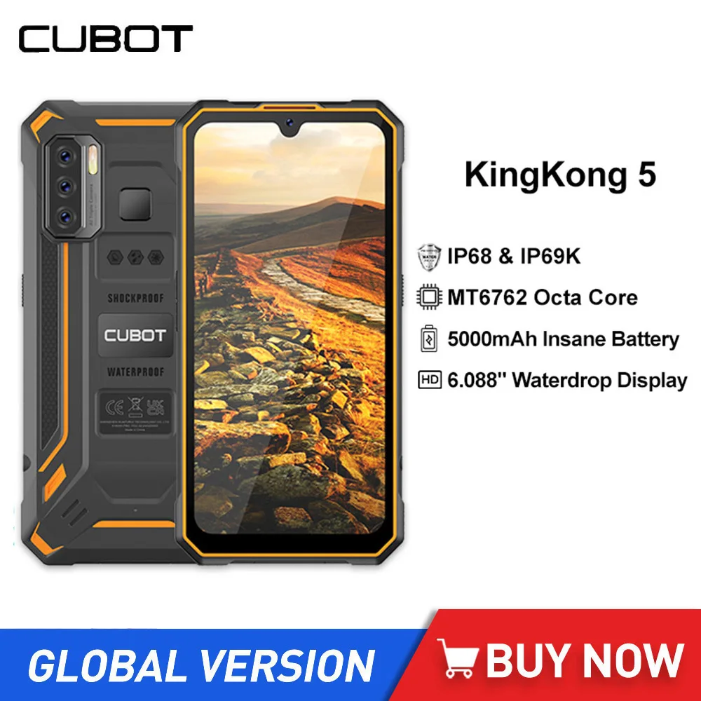 Cubot KingKong 5 Rugged Waterproof Smartphones 4GB+32GB 5000mAh Battery NFC 48MP Camera Android 11 Mobile Phones Face ID Unlock
Cubot KingKong 5 Rugged Waterproof Smartphones 4GB+32GB 5000mAh Battery NFC 48MP Camera Android 11 Mobile Phones Face ID Unlock