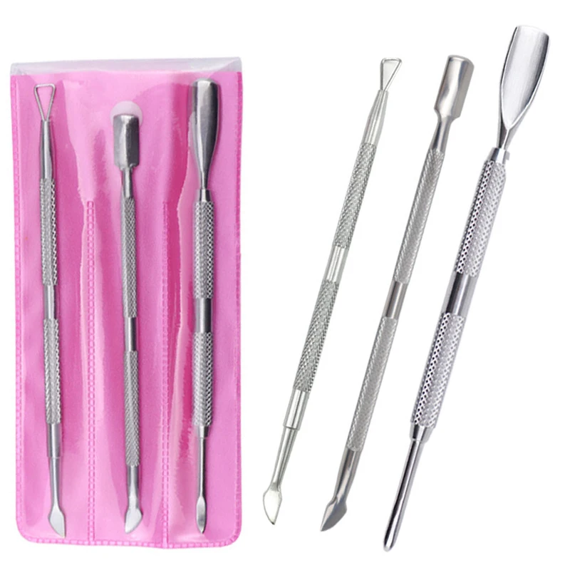 3Pcs/Set Fashion Design Double Head Stainless Steel Cuticle Nail Pusher Manicure Tool Dead Skin Push for Nail Women Men Hot
3Pcs/Set Fashion Design Double Head Stainless Steel Cuticle Nail Pusher Manicure Tool Dead Skin Push for Nail Women Men Hot