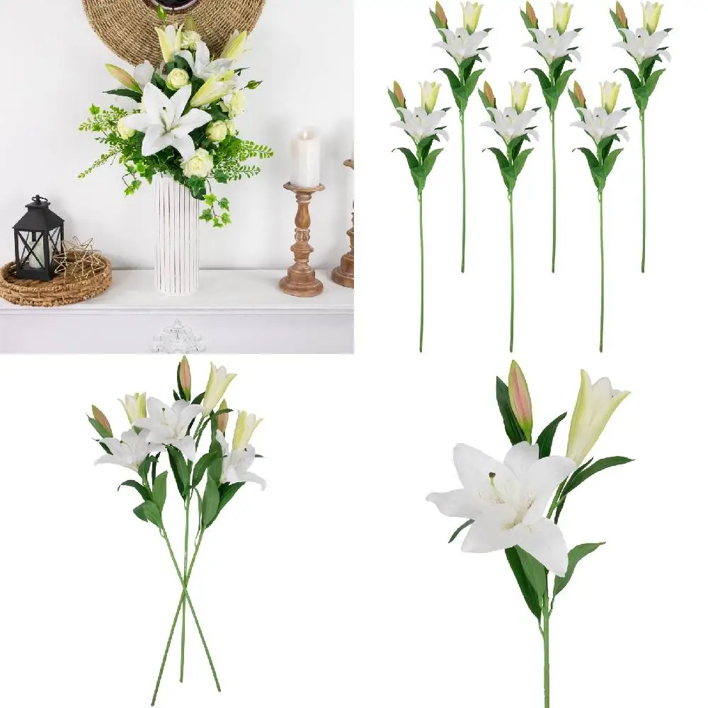 

Superb Quality of 6 38" White Lily Artificial Floral Stems, Ideal for Home Decor.