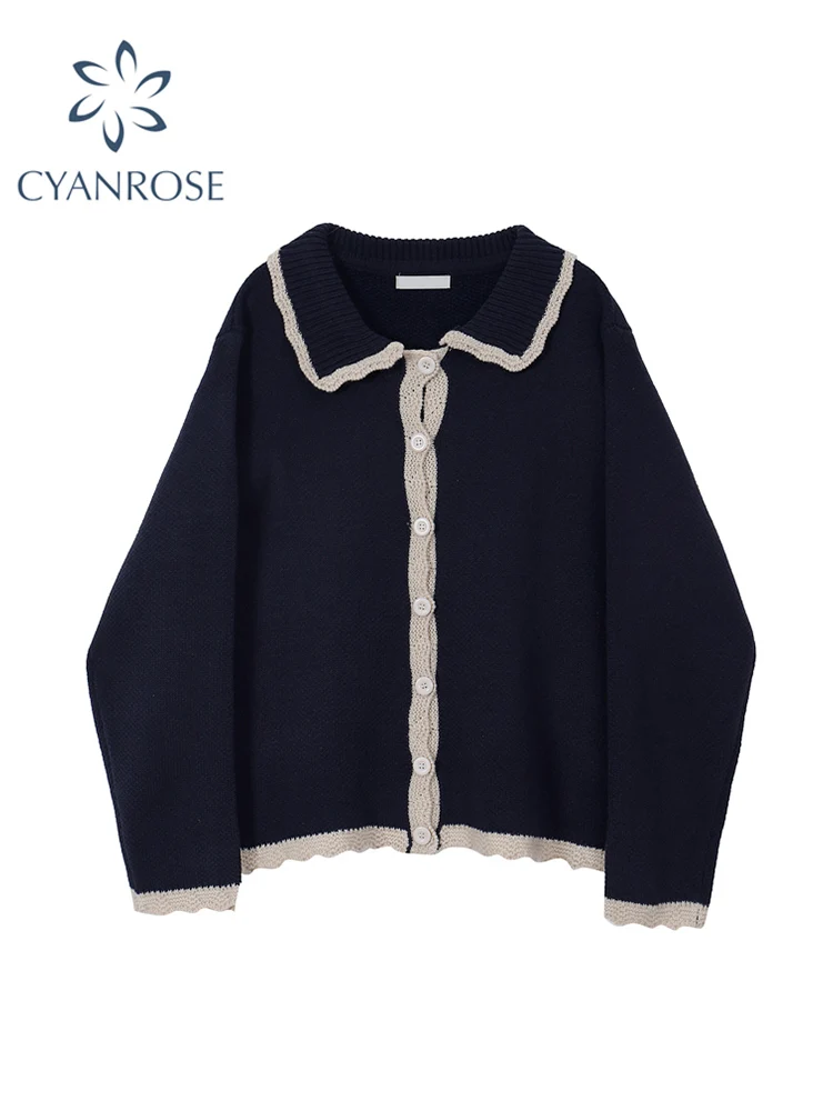 Korean Vintage Peter Pan Collar Loose Long Sleeve Sweater Coats For Women Autumn 2022 Hit Color Sweet Style Lady Knitt Cardigan
Korean Vintage Peter Pan Collar Loose Long Sleeve Sweater Coats For Women Autumn 2022 Hit Color Sweet Style Lady Knitt Cardigan