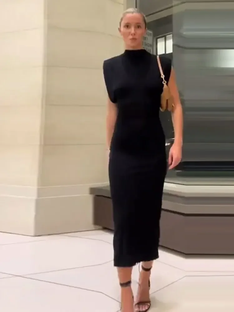 Elegant Black Women Flying Sleeve Bodycon Midi Dress Fashion Stand Collar Split Solid Dresses 2023 Office Lady Commuting Robes
Elegant Black Women Flying Sleeve Bodycon Midi Dress Fashion Stand Collar Split Solid Dresses 2023 Office Lady Commuting Robes