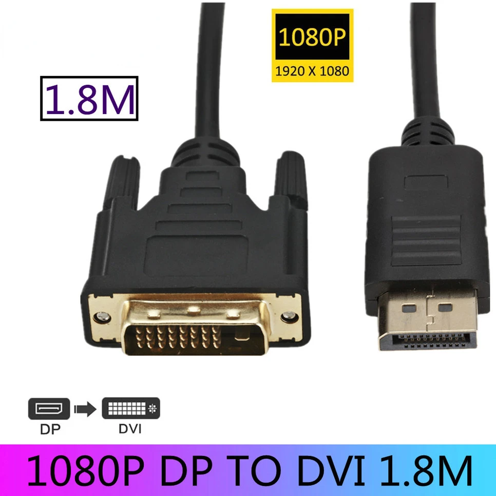 DP to DVI Converter 1.8m Cable DisplayPort Male to DVI-D 24+1Pin Male Professional Display Adapter for DVI Input Monitor
DP to DVI Converter 1.8m Cable DisplayPort Male to DVI-D 24+1Pin Male Professional Display Adapter for DVI Input Monitor