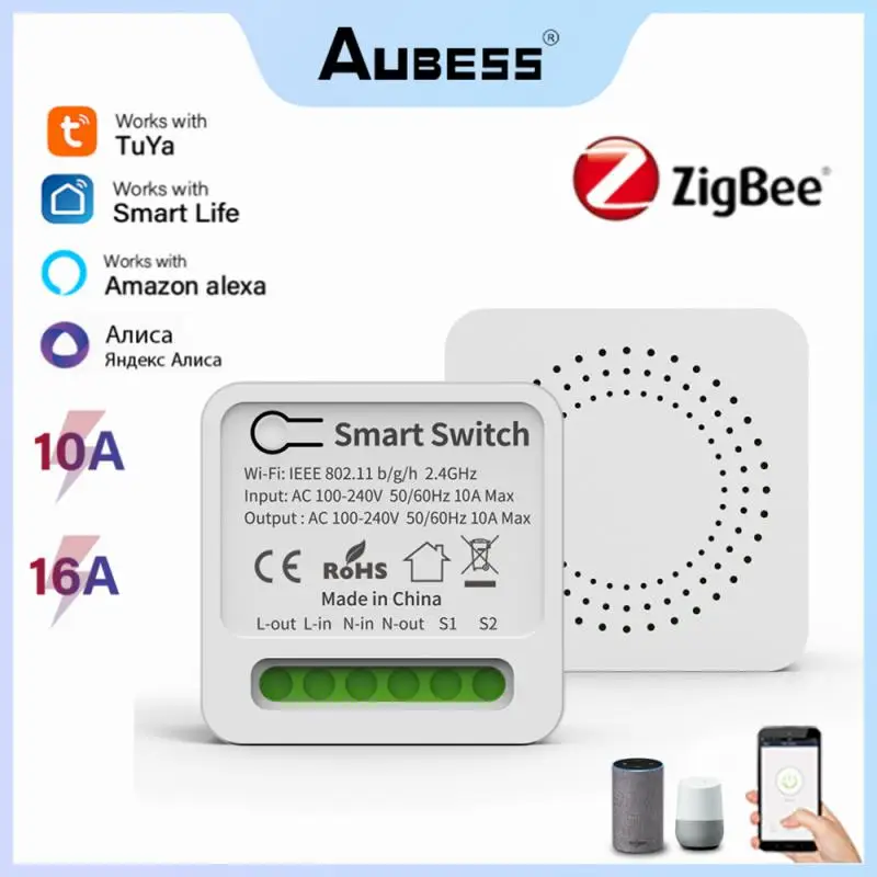 Умный мини-переключатель AuBess ZigBee, двухсторонний переключатель света «сделай сам», с поддержкой Wi-Fi и Tuya Smart Life, Alexa, Alice, Google Home, 16/10
Умный мини-переключатель AuBess ZigBee, двухсторонний переключатель света «сделай сам», с поддержкой Wi-Fi и Tuya Smart Life, Alexa, Alice, Google Home, 16/10