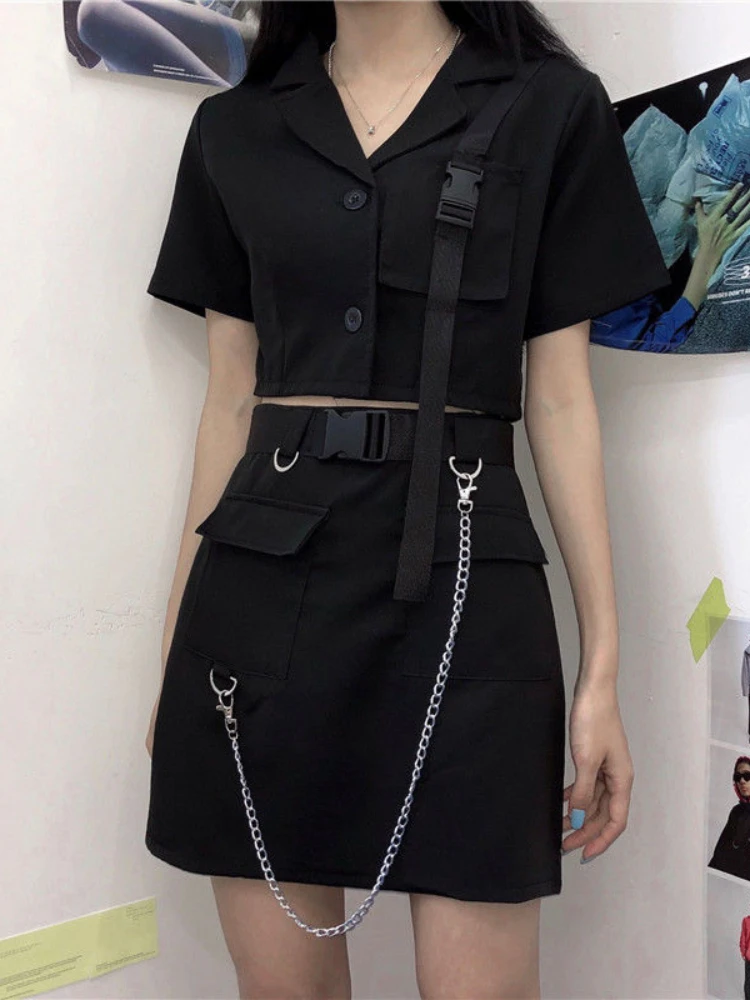 2023 Women Techwear Mini Cargo Skirts Sets Hip Hop Two Peice Gothic Punk Style Harajuku T Shirts Y2K Fairycore Grunge Streetwear
2023 Women Techwear Mini Cargo Skirts Sets Hip Hop Two Peice Gothic Punk Style Harajuku T Shirts Y2K Fairycore Grunge Streetwear