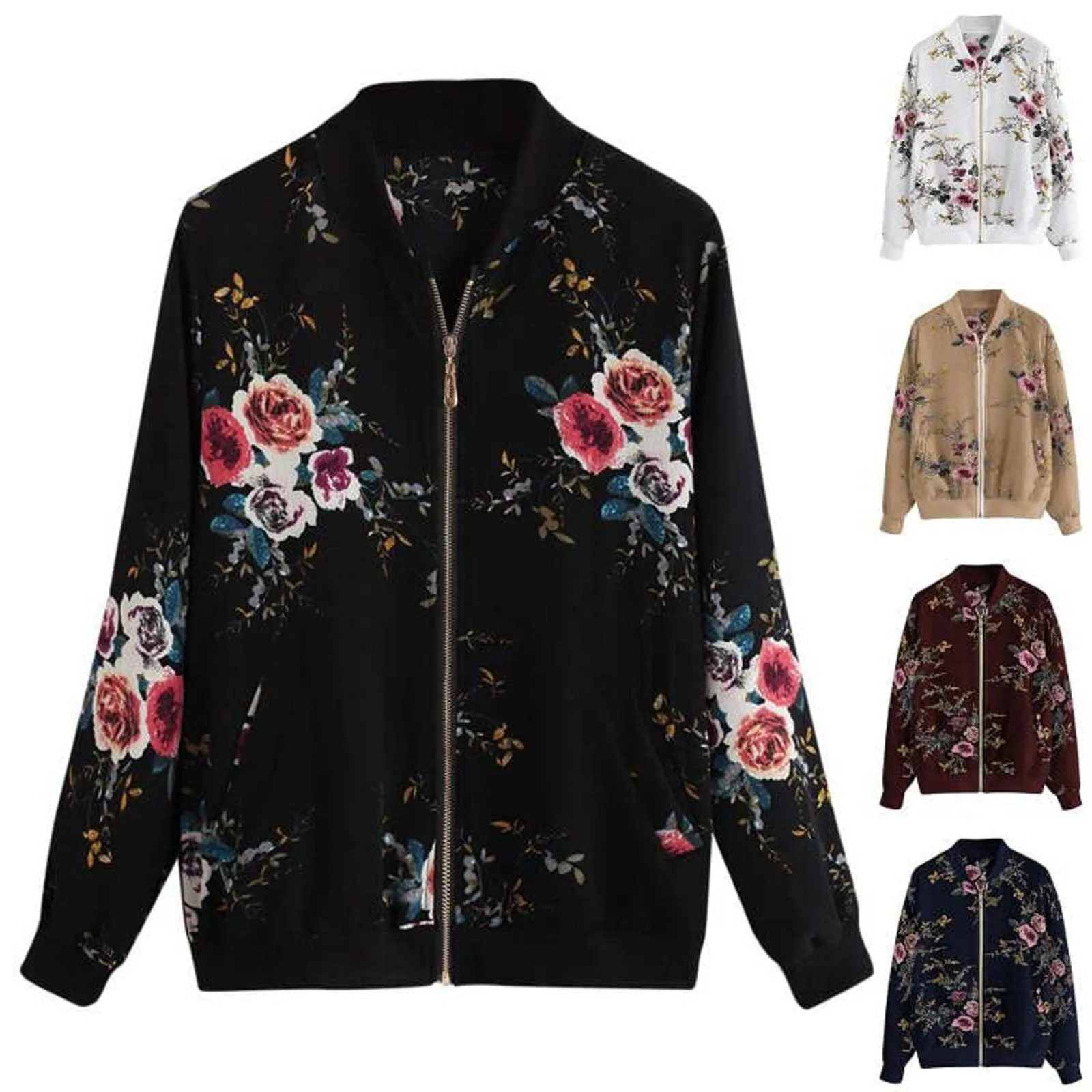 Hot Sale Chic Women Floral Jackets Spring Summer Long Sleeve Zipper Print Bomber Jacket Pocket Slim Female Fashion Outwears
Hot Sale Chic Women Floral Jackets Spring Summer Long Sleeve Zipper Print Bomber Jacket Pocket Slim Female Fashion Outwears