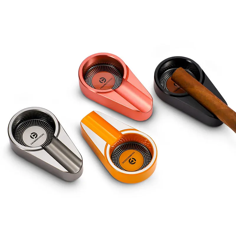 HANNICOOK cigar ashtray metal zinc alloy electroplating portable single slot cigar ashtray
HANNICOOK cigar ashtray metal zinc alloy electroplating portable single slot cigar ashtray