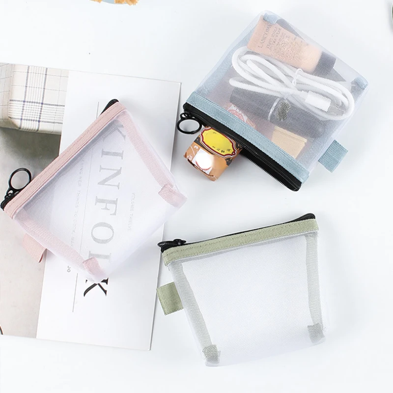 Simple Transparent Mesh Cosmetic Storage Bag Portable Mini Coin Bag Purse ID Credit Card Holder Key Case Nylon Makeup Pouch
Simple Transparent Mesh Cosmetic Storage Bag Portable Mini Coin Bag Purse ID Credit Card Holder Key Case Nylon Makeup Pouch