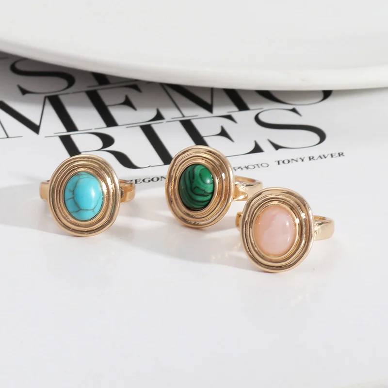 10pcs Gold Oval Malachite Turquoise Rose Quartz Stone Rings Fashion Inner Dia 1.7cm Gold Color Band Jewelry for Women
10pcs Gold Oval Malachite Turquoise Rose Quartz Stone Rings Fashion Inner Dia 1.7cm Gold Color Band Jewelry for Women