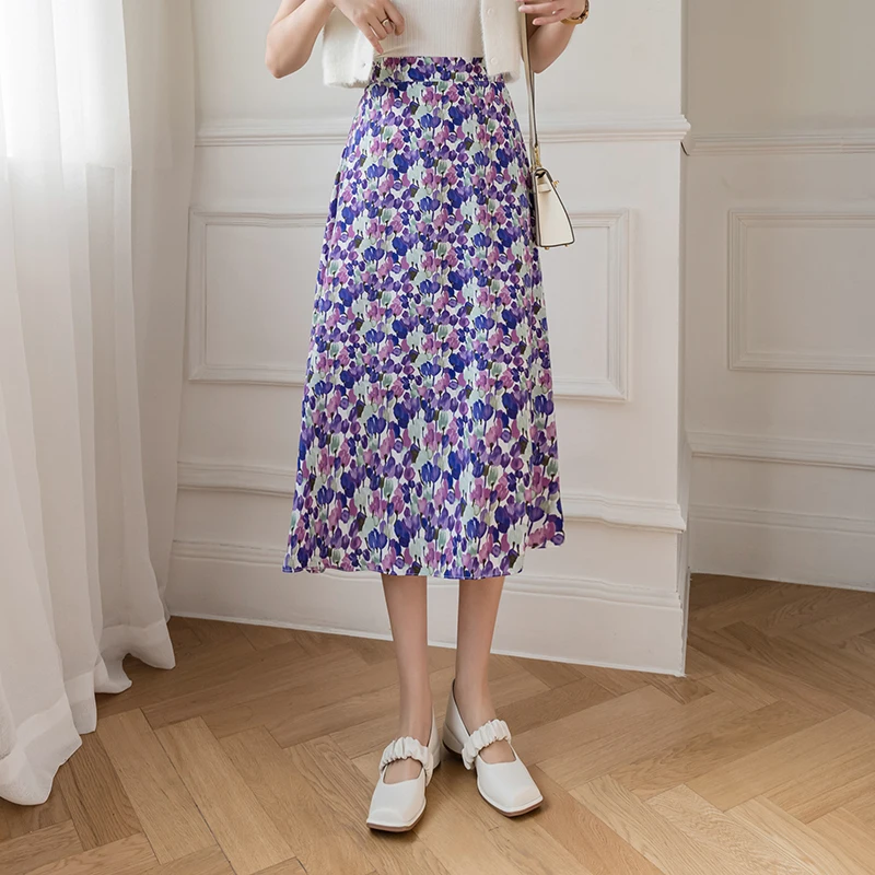 Women Fashion High Waist A-line Mid-length Skirts Floral Print Casual Female Long Skirts Holiday Summer Chiffon Elastic Waist
Women Fashion High Waist A-line Mid-length Skirts Floral Print Casual Female Long Skirts Holiday Summer Chiffon Elastic Waist