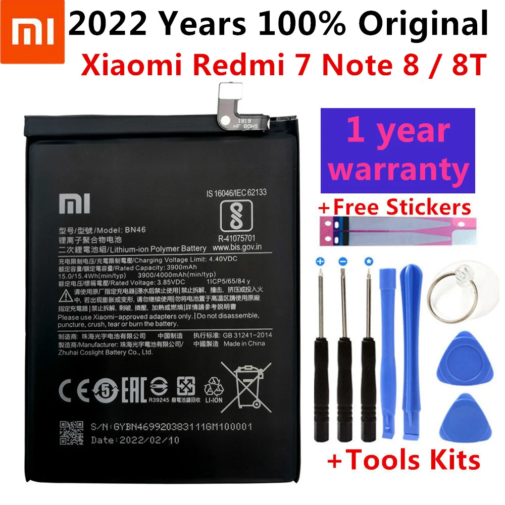 100% Оригинальный аккумулятор Xiao Mi BN46 4000 мАч для Xiaomi Redmi Note 8 8T 7 высококачественные