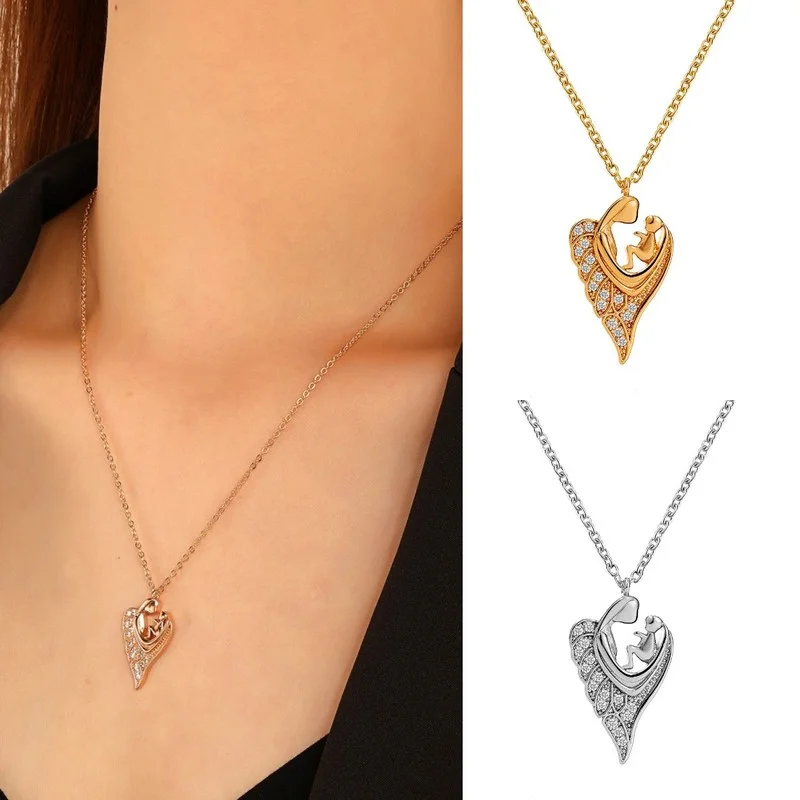 Angel Wings Necklace Personality Creative Wild Clavicle Chain Heart Pendant Necklace for Women Trend Jewelry Mother Day Gift
Angel Wings Necklace Personality Creative Wild Clavicle Chain Heart Pendant Necklace for Women Trend Jewelry Mother Day Gift