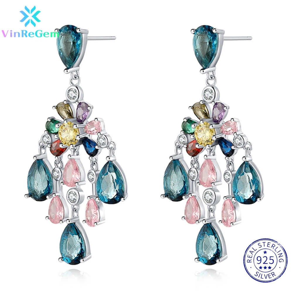Vinregem Genuine 925 Sterling Silver Multicolor Sapphire Simulated Moissanite Drop Earrings for Women Retro Jewelry Dropshipping
Vinregem Genuine 925 Sterling Silver Multicolor Sapphire Simulated Moissanite Drop Earrings for Women Retro Jewelry Dropshipping