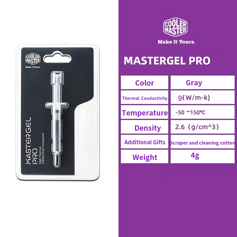 Cooler Master MG-9 Thermal Paste for CPU Cooler 9 W/m.K MASTERGEL PRO V2 Thermal Grease for Processor Heat Sink
Cooler Master MG-9 Thermal Paste for CPU Cooler 9 W/m.K MASTERGEL PRO V2 Thermal Grease for Processor Heat Sink