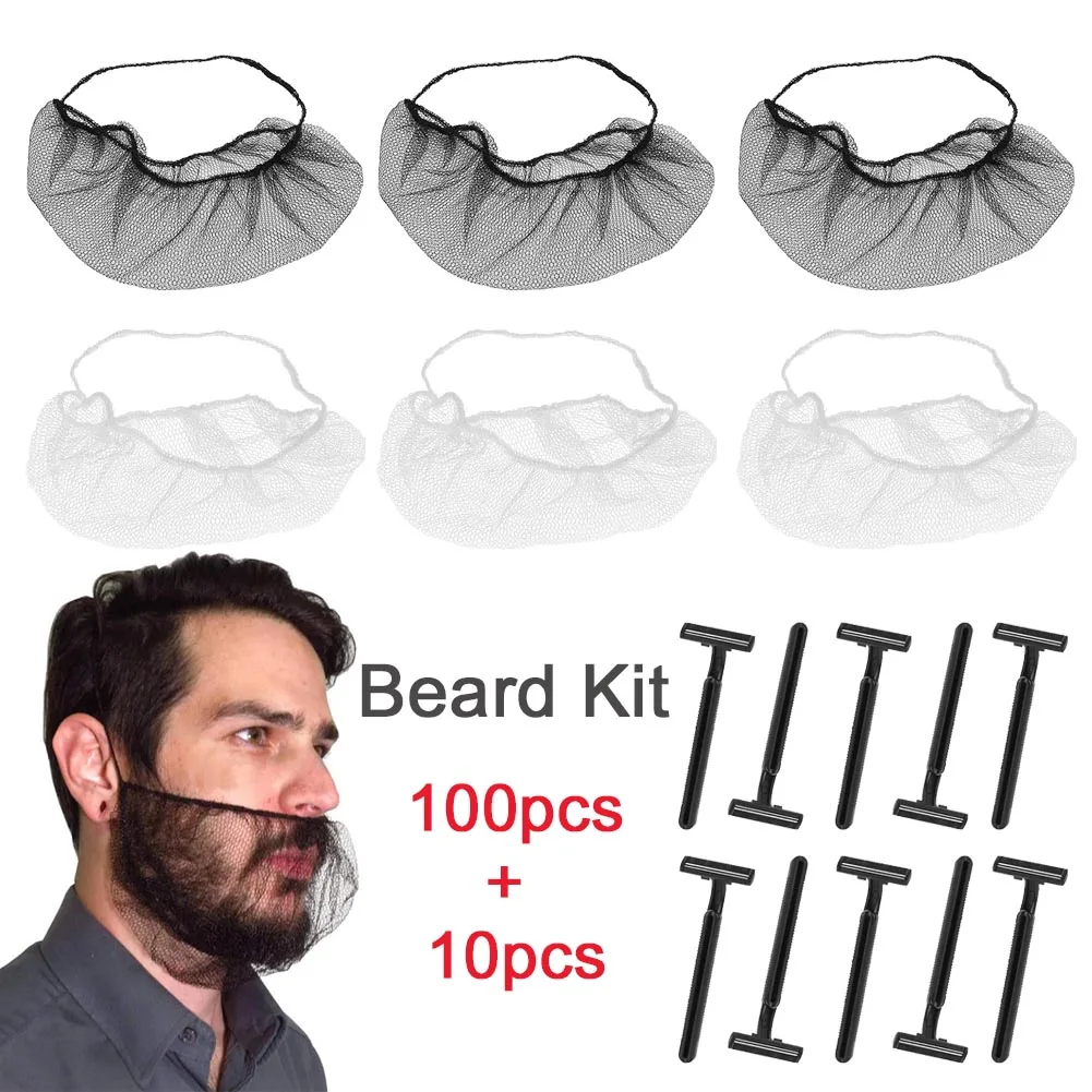 100pcs Men Beard Guard Net Bedtime Bib Beard Covers Facial Hair Apron 10pcs Disposable Manual Razor For Men for Hair Salon
100pcs Men Beard Guard Net Bedtime Bib Beard Covers Facial Hair Apron 10pcs Disposable Manual Razor For Men for Hair Salon