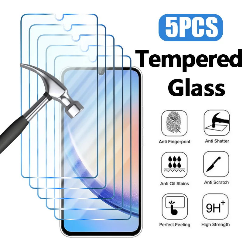 

5PCS Tempered Glass For Samsung Galaxy A13 A52 A53 A33 A32 A22 A73 5G Screen Protector on Samsung A52S A14 A54 A72 A74 A24 A12