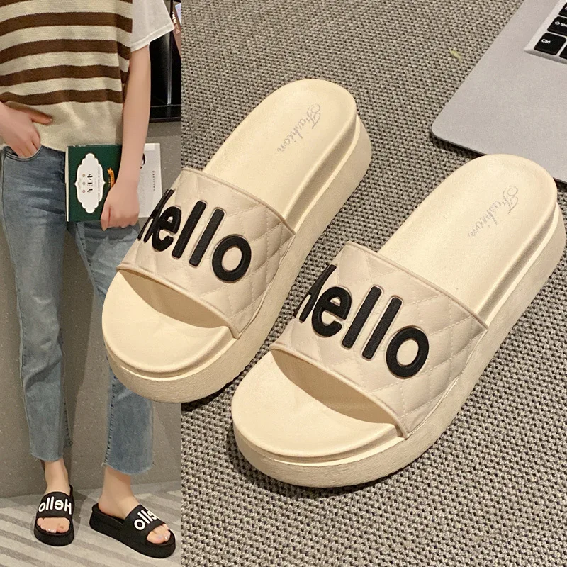 Новые сандалии на толстой подошве, упрощенные сандалии с надписью, дыхательная ткань, Нескользящие тапочки для внешней одежды 
Новые сандалии на толстой подошве, упрощенные сандалии с надписью, дыхательная ткань, Нескользящие тапочки для внешней одежды
