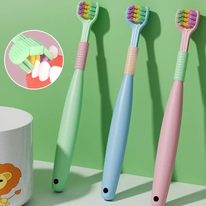 

Three Side candy color Soft Toothbrush Baby Oral Health Care Kids 360° Clean Tooth Teeth Clean Brush children Dental Care 3-12Y