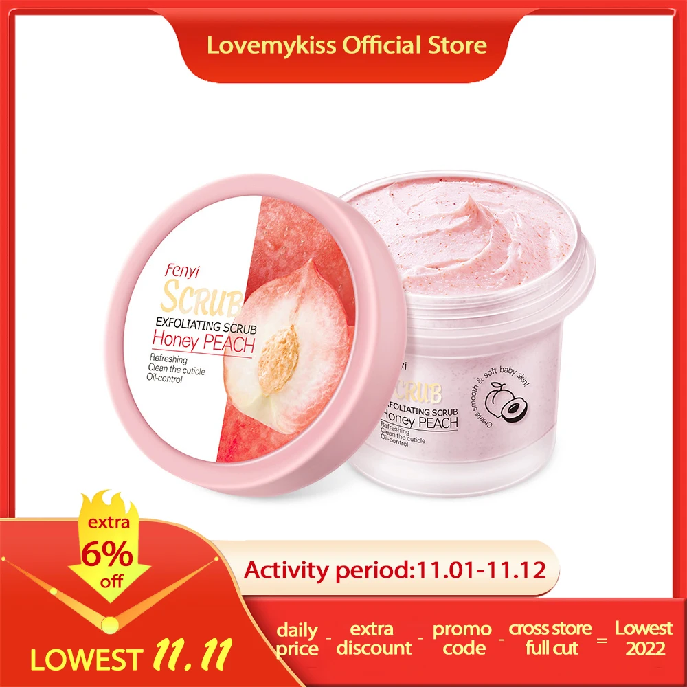 

Sweet Peach Body Scrub Brighten Skin Gentle Exfoliating Scrub Deep Cleansing Cutin Soft Smooth Skin Delicate Scrub 100g