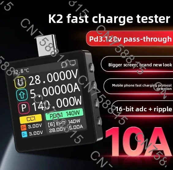 Детектор протокола быстрой зарядки PD3.1/QC/Thunderbolt 5, 140 Вт, USB-тестер напряжения и тока K2, цветной дисплей 28 В EPR
Детектор протокола быстрой зарядки PD3.1/QC/Thunderbolt 5, 140 Вт, USB-тестер напряжения и тока K2, цветной дисплей 28 В EPR
