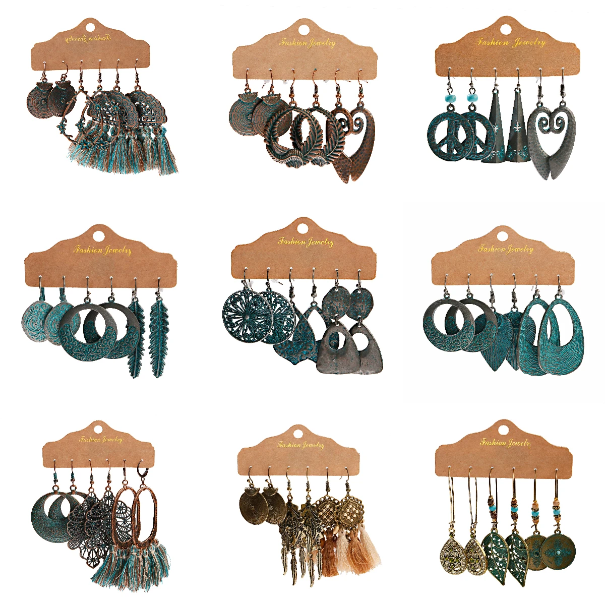 Bronze Silver Color Ethnic Earrings Sets Jewelry Long Metal Tassel Dangling Earrings for Women Leaf Flowers Geometric Earring
Bronze Silver Color Ethnic Earrings Sets Jewelry Long Metal Tassel Dangling Earrings for Women Leaf Flowers Geometric Earring