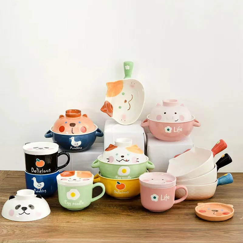 Cartoon cute student soup bowl, household children's ceramic tableware, Handle bowl, underglaze color
Cartoon cute student soup bowl, household children's ceramic tableware, Handle bowl, underglaze color