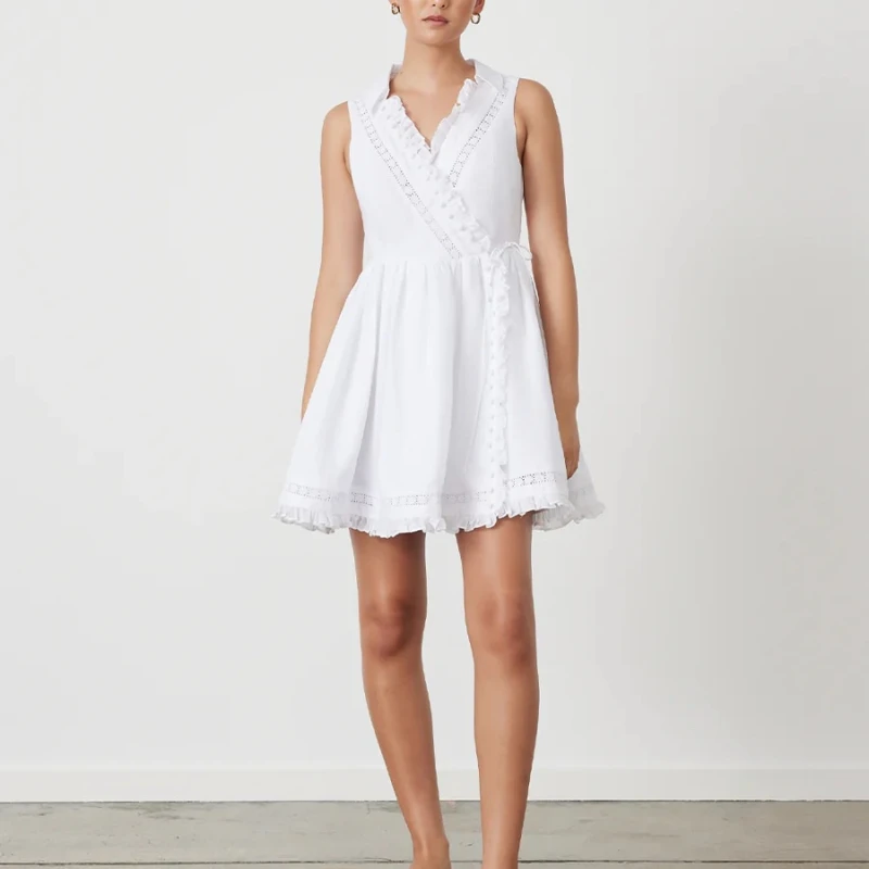 2023 Summer Top Quality Women Fashion White Solid Sweet Fresh Prairie Chic Sleeveless Linen Mini Dresses
2023 Summer Top Quality Women Fashion White Solid Sweet Fresh Prairie Chic Sleeveless Linen Mini Dresses