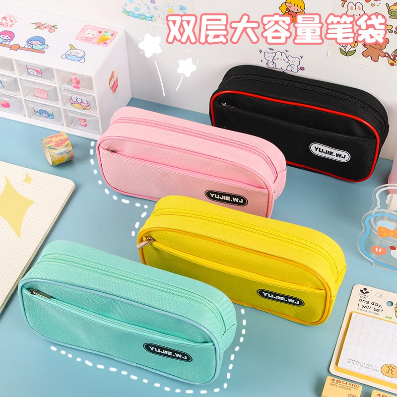 Simple Solid Color Double Layer Pen Bag Ins Japanese Student Stationery Box Kids Double Zipper Oxford Cloth Storage Stationery B
Simple Solid Color Double Layer Pen Bag Ins Japanese Student Stationery Box Kids Double Zipper Oxford Cloth Storage Stationery B