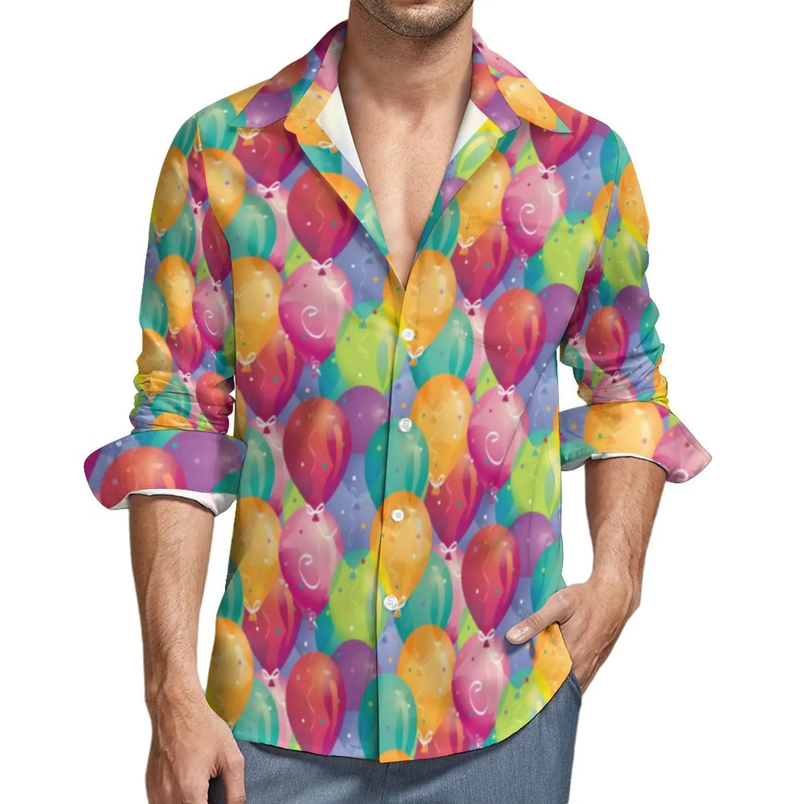 Party Balloon Shirt Colorful Balloons Print Casual Shirts Long Sleeve Custom Stylish Blouses Autumn Vintage Oversized Clothes
Party Balloon Shirt Colorful Balloons Print Casual Shirts Long Sleeve Custom Stylish Blouses Autumn Vintage Oversized Clothes