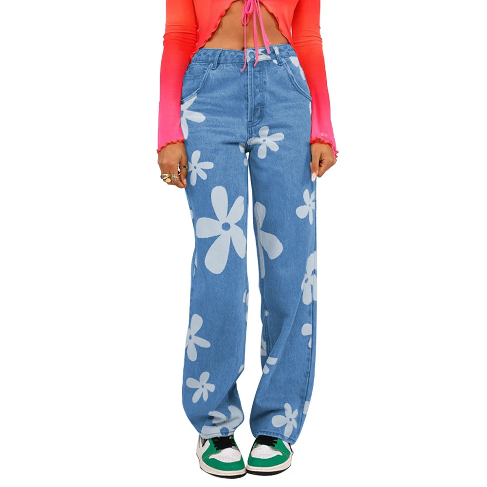 Blue Jeans Women Floral Print Baggy Leisure Korean Style Trendy Chic Ulzzang Streetwear Popular High Waist Denim Pants Female
Blue Jeans Women Floral Print Baggy Leisure Korean Style Trendy Chic Ulzzang Streetwear Popular High Waist Denim Pants Female