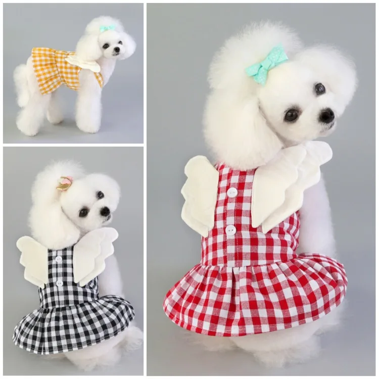 Dog Dress, 1 Pack Soft Cotton Plaid Dog Dress Dog Princess Dress with Wings for Small Dogs and Cats, Black
Dog Dress, 1 Pack Soft Cotton Plaid Dog Dress Dog Princess Dress with Wings for Small Dogs and Cats, Black