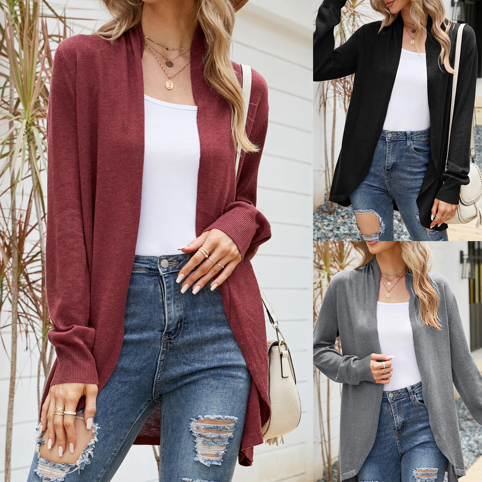 Spring Autumn Women Cardigans Solid Long-Sleeved Knitted Sweater Slim Female Black Cardigans Casual Fashion Outerwear Sweater
Spring Autumn Women Cardigans Solid Long-Sleeved Knitted Sweater Slim Female Black Cardigans Casual Fashion Outerwear Sweater