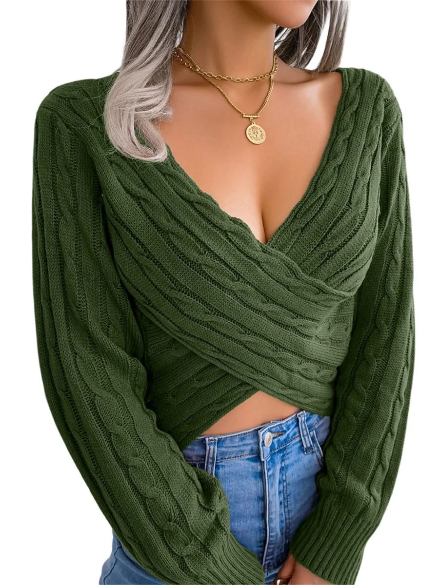 Women Jumper Casual Long Sleeve Cross V-Neck Low Cut Knitted Sweater Pullover Tops Knitwear
Women Jumper Casual Long Sleeve Cross V-Neck Low Cut Knitted Sweater Pullover Tops Knitwear