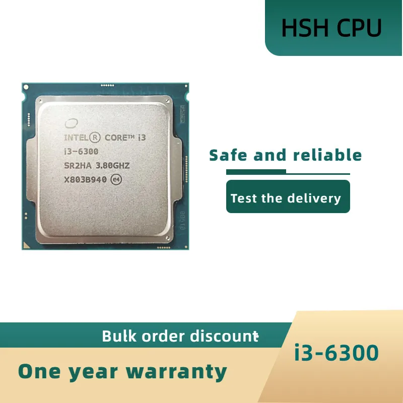 Intel Core i3 6300 3.8GHz Dual-Core CPU Processor SR2HA LGA 1151
Intel Core i3 6300 3.8GHz Dual-Core CPU Processor SR2HA LGA 1151