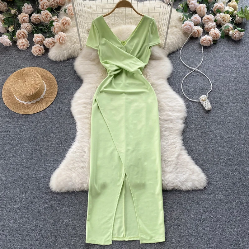 Новинка лета 2022, платье с открытой спиной и разрезом на талии, женские платья, платья 
Новинка лета 2022, платье с открытой спиной и разрезом на талии, женские платья, платья