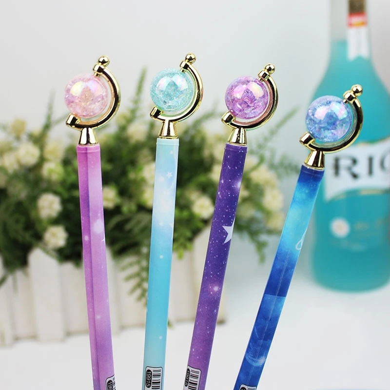 

1000Pcs Crystal Ball Gel Pen Kawaii Starry Sky 0.5mm Gel Pens Black Ink Signature Pens Office School