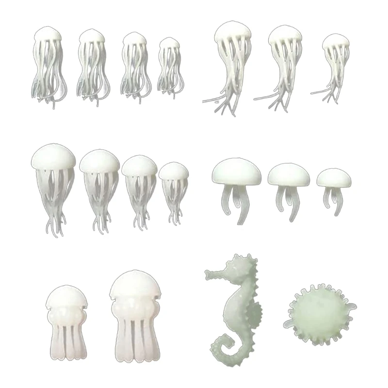 

18 Pcs Mini Jellyfish Resin Filler Epoxy Resin Mold Filler Seahorse Pufferfish Filling Model DIY Crafts Supplies