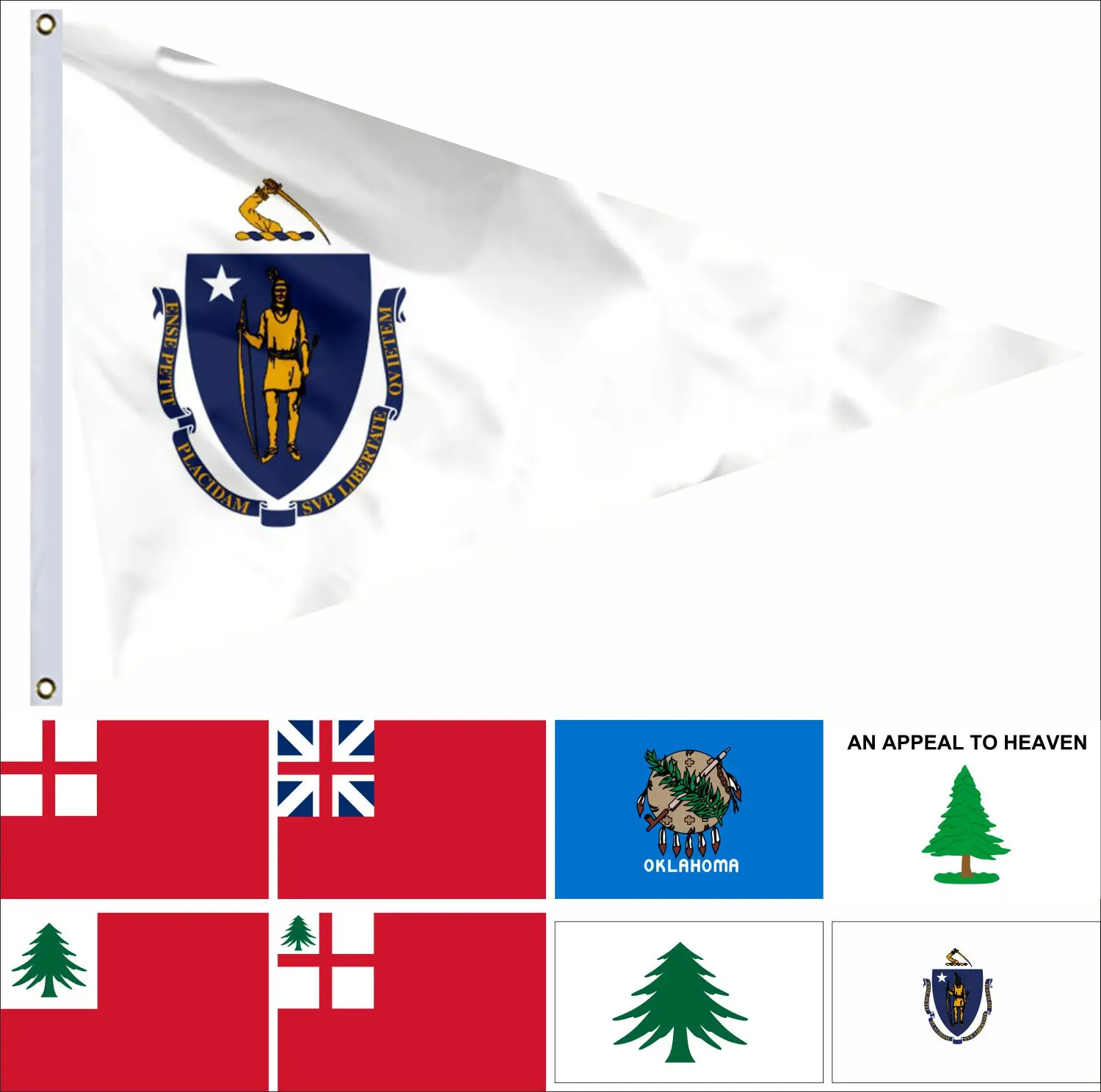 

USA Governor Massachusetts Flag 90x150cm Liberty Tree ATG 3x5ft US Guanica American United States Flags Naval Ensign Banners