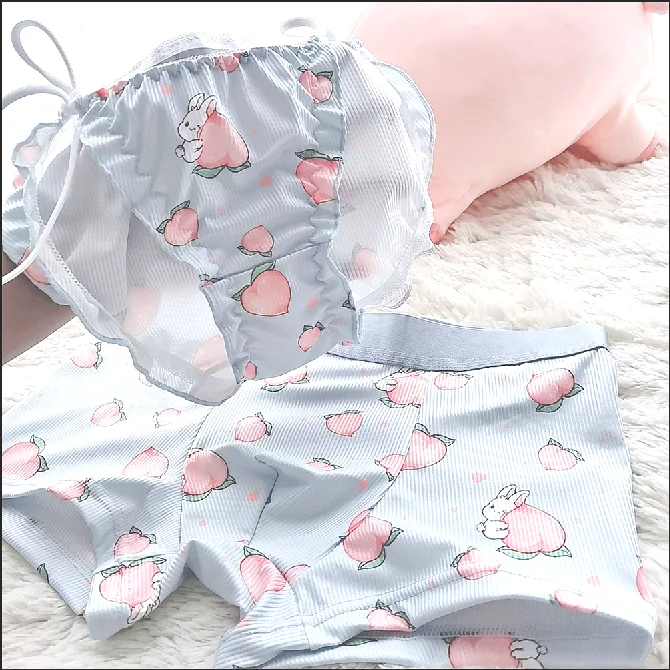 2PC Underwear Sexy Couple Panties Peach Printed Cozy Cotton Panties Women Briefs Men Boxer Panties Set Slip Homme Boxer Tangas
2PC Underwear Sexy Couple Panties Peach Printed Cozy Cotton Panties Women Briefs Men Boxer Panties Set Slip Homme Boxer Tangas